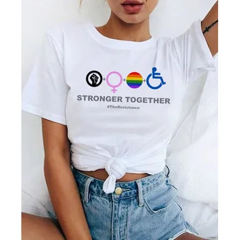 Lgbt marškinėliai gėjų moterų tee marškinėliai moteriška biseksualų viršuje kawaii lesbiečių vaivorykštė t-shirt meilė yra meilė, Meilė Laimi marškinėlius lesbietės