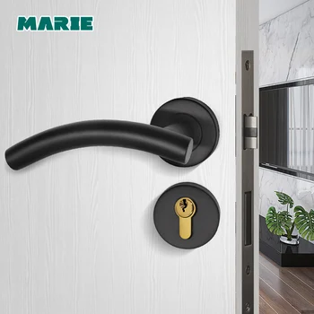 LH1006 Šiuolaikinės juoda spalva nerūdijančio plieno vamzdis svirtis durų rankena miegamojo, vonios kambariui, baldai durų rankenos
