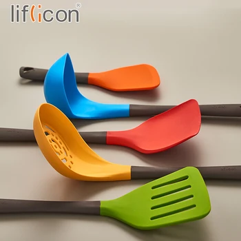 Liflicon Silikono, virtuvė, virtuvės reikmenys 5 vnt Nonstick įrankiai su mentele turner kaušas skimmer ryžių irklas, maisto ruošimui