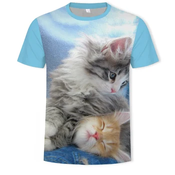Mados 2020 Naujas Cool Harajuku T-shirt Vyrai/Moterys 3d Marškinėlius Spausdinti dviejų kačių O-Kaklo trumpomis Rankovėmis Vasaros Viršūnes Tees streetwearT marškinėliai