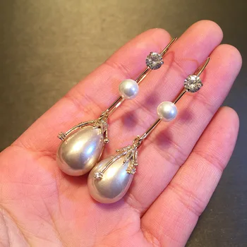 Mados didelis pearl drop auskarai moterims nuotakos vestuvių šalis