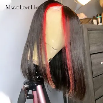 Magija Meilės Plaukų Trumpas BoB Nėriniai Priekiniai Žmogaus Plaukų Perukai Prieš Nupeštos Plaukus Juoda Moterų