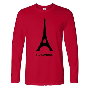 Man Patinka Londonas marškinėliai Juokinga Eifelio Bokštas Romantiška Dizaino Mados Marškinėlius Homme Ilgas Rankovėmis Medvilnės Minkštas Hipster Camiseta