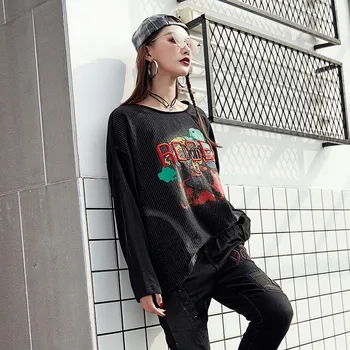 Max LuLu Prabanga Korėjiečių Prekės Ponios Dryžuotas Viršūnes Tees Moterų Siuvinėjimo T Shirts Kawaii Drabužius Moterų Derliaus Marškinėlius Plius Dydis