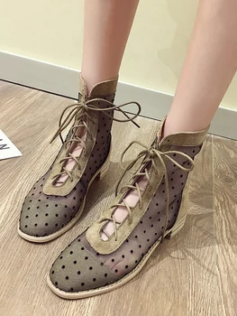 Moterų batai 2019 m. vasarą naujas mados akių banga taško, kvėpuojantis nėriniai batai