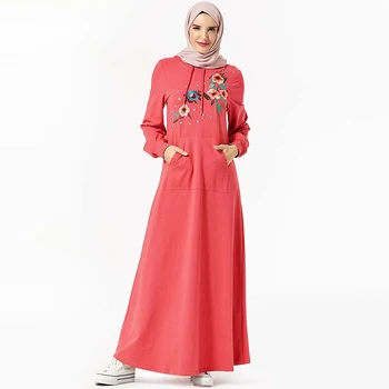 Musulmonų Suknelė Islamo Turkija Stilingas, Patogus Hoodie Gobtuvu Turėti Kišenėje Artimųjų Rytų Išsiuvinėti Dubajus Ilgomis Rankovėmis Arabų Suknelė