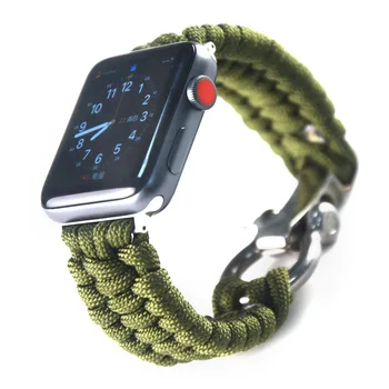 Nailono Virvė, virvutė Apple Watch Band Serijos SE 6 5 4 3 2 1 Apple kišeninių 42mm 44mm Paracord Išgyvenimo Apyrankę 38mm 40mm