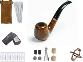Naujas 1 Rūkymas nustatyti Medienos Rūkymas Vamzdis Ebony Tabako Vamzdis su Vamzdžio Priedai (mediniai) Vyrų Įtaisą, Dovanų dėžutėje