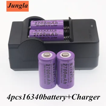 Naujas originalus 16340 CR123A Baterijos 16340 Baterija 2700mAh 3.7 V, Li-ion Įkraunama Baterija+16340Charger
