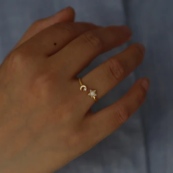 Nemokamas pristatymas Mielas Baltas opalas Star Atidaryti Midi Piršto Žiedai, bižuterijos Didmeninė 2018 Mielas minimalus jauna mergina, papuošalai