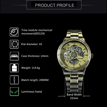 NUGALĖTOJAS Mados Karinės Žiūrėti Vyrų Mechaninė Automatinė Vyrai Laikrodžiai 2020 Prabangaus Metalo, Plieno Skeleton Laikrodis orologio uomo