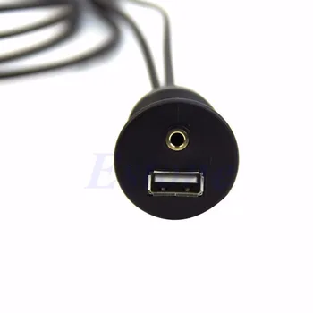 OOTDTY Automobilio prietaisų Skydelio Moto Flush Mount Skydelis USB 2.0 3.5 mm M/F AUX Švino ilgiklis