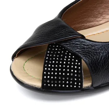 Plius dydis(35-43)Naują iki 2017 m. vasaros batai moterims, natūralios odos laisvalaikio batai pleištai sandalai moterų siurbliai moterų sandalai moterims