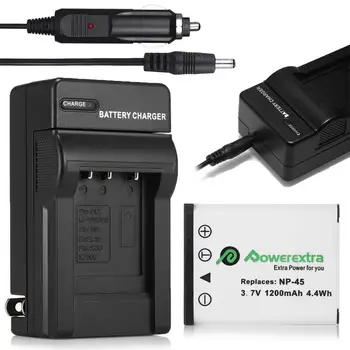 Powerextra Batteria NP-45 NP-45A Fotoaparato Baterija + Baterijos Kroviklis Skirtas Fujifilm FinePix XP70 XP60 XP10 J40 T550 T500 Baterijos