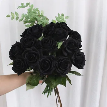 PU nekilnojamojo touch dirbtinės juodosios rožės tulpės spalvingas latekso gėlių stamens vestuvių netikrą gėlių namų dcor šalies atminimo 15VNT/DAUG