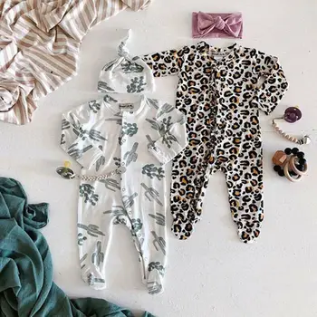 PUDCOCO Naujagimiui Baby Berniukas ir Mergaitė Leopard Medvilnės Romper Jumpsuit Drabužių Nustatyti Paramos didmeninės