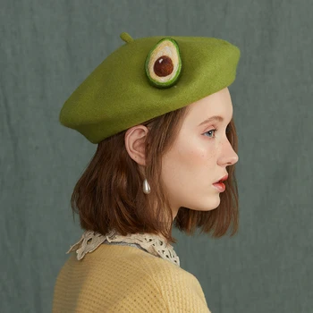 Qiu dong baize beretė, kivi vaisiai, tačiau avokadų žalia dailininko cap cap kūrybos ranka