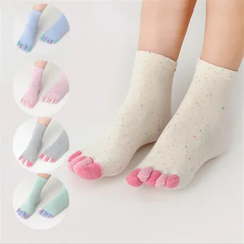 Rekomenduoju !!moterų penkių kojų kojinės 5pairs/daug rudens-žiemos spalvos kojų kojinių panele ir moterų spalvinga piršto medvilnės kojinės