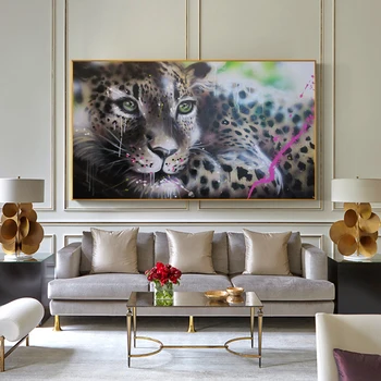 RELIABLI Gyvūnų Plakatai Ir Spausdina Pilka Leopard Nuotraukas Drobės, Paveikslai, Sienos Menas Namų Kambarį Apdaila, be Rėmelio