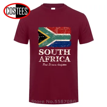 Retro Nelaimę Pietų Afrikos Vėliava marškinėliai vyrams Derliaus Afrikos Pasididžiavimas T-shirt Cool Trumpas Rankovės Įgulos Kaklo Pobūdžio Medvilnės marškinėliai