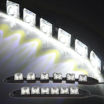 RJOKTEAM 2vnt/daug Lankstus DRL LED Dienos Veikia Šviesos Lempos, Automobilio Dienos Šviesos Juosta Rūko Žibintai 12V 6 LED Automobilių Stiliaus Dekoras Apšvietimas