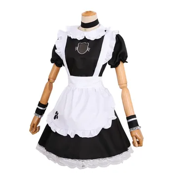 S-4XL Seksualus prancūzų Kambarinės Kostiumas Sweet Gothic Lolita Dress Anime Cosplay Bailys, Kambarinės Uniforma Plius Dydis Halloween Kostiumai Wome