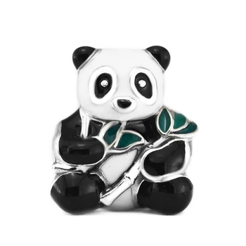 S925 Sterlingas Sidabro Papuošalai Kinijos Panda Emalio Žavesio Granulių Rudens Vidurio Naujas Stilius 
