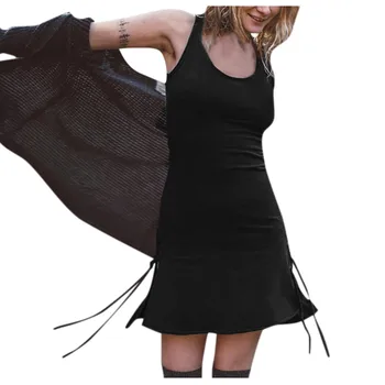 Seksualus Spagečių Šalis Suknelės Moterų Mados Rankovių Liesas Kietas Clubwear Pagrindinio Karšto Mini Suknelė 2020 Slim Moteris