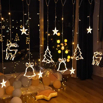 Smaraad 3.5 M LED Star Elnias Medžio Bell Kalėdinė Girlianda Pasakų Užuolaidų String Šviesos Namuose Naujųjų Metų Vestuves Apdaila