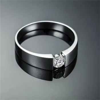 Solitaire vyrų 925 Sidabro Žiedas Nustatyti 0.6 ct AAAAA CZ Diamant Sužadėtuvių Žiedai Papuošalai, Vestuviniai Žiedai Vyrams