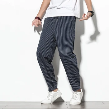 Streetwear Medvilnės Skalbiniai Mens Haremo Kelnės 2021 M. Vasaros Vyrų Atsitiktinis Poilsiu Kelnes Kietojo Hip-Hop Baggy Pants Kelnės Vyrams