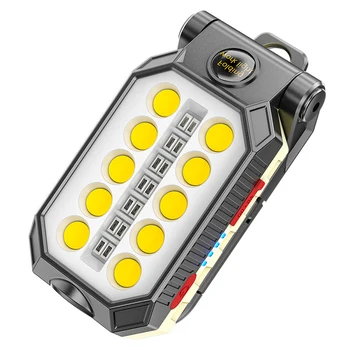 USB Įkrovimo COB Darbą Šviesos Portable LED Žibintuvėlis Reguliuojamas Vandeniui Kempingas Žibintų Magnetas Dizainas Su Energijos Ekranas