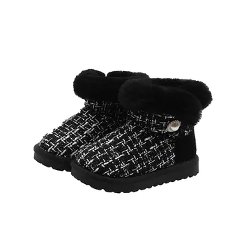 Vaikų batai Mergaitėms sniego batai 2020 m. žiemos nauja vaikų batai, kailiniai šilti vaikų Grakštus princesė medvilnės batai