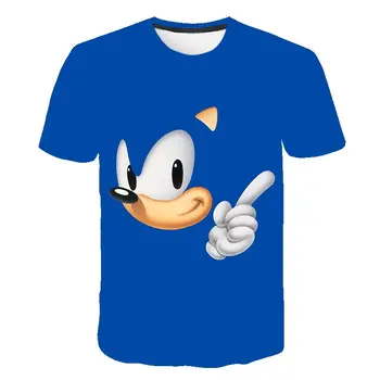 Vasaros 3D Vaikiški marškinėliai blue Sonic ežys Mario Bro Kūdikių Berniukų drabužių Streetwear Vaikų Mergaičių Drabužius Juokinga Trumpas rankovės