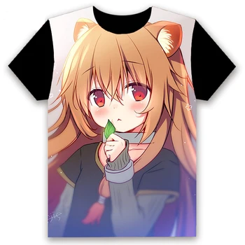 Vyriški T-shirt Anime Tate no Yuusha no Nariagari Raphtalia Spausdinti Cosplay trumpomis Rankovėmis Unisex Atsitiktinis Juoda Tee Viršūnes Tinkinti