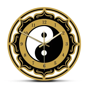 Yin Yang Simbolis, Modernus Sieninis Laikrodis Kinų Filosofija Daoizmas Amuletas Sienos Meno Dvasingumo Namų Dekoro Tylus Judėjimas Sieninis Laikrodis