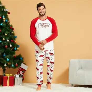 Šeimos Atitikimo Komplektus Pižama Nustatyti Kalėdų Mados Animacinių filmų Spausdinti Suaugę vaikai Pižama nustatyti Medvilnės naktiniai drabužiai Sleepwear Raudona Pyjama