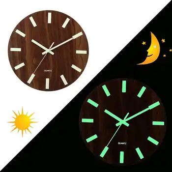Šviesos Sieninis Laikrodis, Medinės Minimalistinio Silent Kvarco Švyti Tamsoje Kabinti Žiūrėti Trumpas Skaitmeninių Numeris 3d Modernaus Dizaino Namų Dekoro