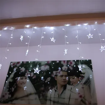 1.5*0,5 M 48pcs led styginių šviesos Naujųjų metų patalpų apšvietimas girliandą star modeliavimo led šalis, vestuvės, kalėdos, užuolaidų šviesos