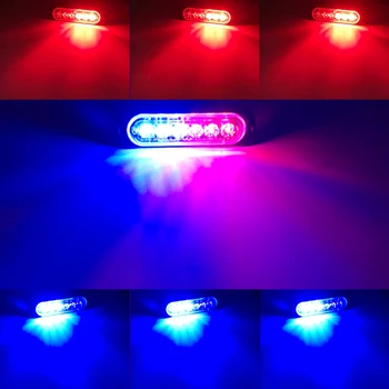 12V-24V 6LED Raudona ir mėlyna Ultra Plonas LED Strode Šviesos Signalas Policijos Mirksi Šviesos Pusėje Žiburiai Automobilio / motociklo / sunkvežimis