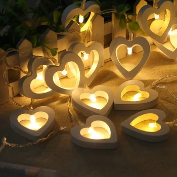 1M 10leds 2M 20leds Romantiška Medienos Širdies LED Styginių Šviesos Valentino Diena Lempa Festivalis Šalis, Vestuvių Dekoravimas Pasakų Žibintai
