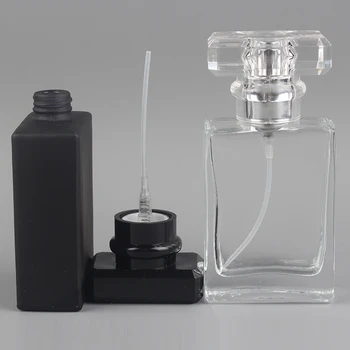1Pcs aukštos kokybės stiklo kvepalų buteliuko purkštukai, kvepalų buteliukas skaidrus, juoda purškimo butelis, krištolas skaidrus aikštėje 30ml