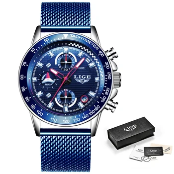 2020 LIGE Vyrai Laikrodžiai Top Brand Prabangių Mados Verslo Kvarco Žiūrėti Vyrų Sporto laikrodis atsparus Vandeniui blue Laikrodis Relogio Masculino