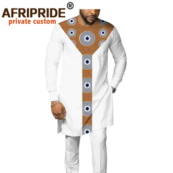 2020 m. afrikos vyrų kostiumas dashiki drabužių genčių apranga spausdinti marškinėliai+ziajać 2 dalių komplektas su kišenėje heidi bazin riche AFRIPRIDE A1916007