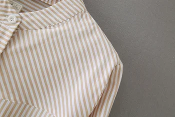 2020 m. Rudenį Marškiniai, Ilgos Palaidinės Moterų V-kaklo Dryžuotas Varčias Atsitiktinis Plius Dydis-ilgomis Rankovėmis Palaidinė Marškinėliai Medvilnės KKFY4793