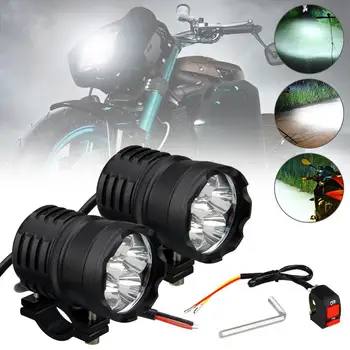 2x LED 60w 3 Režimai Motociklo priekinis žibintas Priešrūkinis Vietoje Šviesos Pagalbiniai lempų Jungiklis