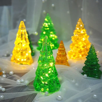 3D Kalėdų Eglutė Silikono Epoksidinės Dervos Pelėsių Multi Spalvos Pasakų Naktį Žibintai LED Vaza Bazės Šviesos Kalėdų Eglutė 