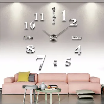 3D Kvarcinis Modernaus Dizaino Sieninis Laikrodis Realus Didelis Akrilo Sieniniai Laikrodžiai Veidrodinė Siena Lipdukas Didelis Apdailos Laikrodis Namų Kambarį