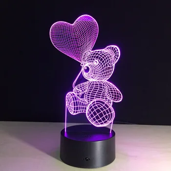 3D LED iliustracija Lempos Romantiškos Meilės Naktį LED Žibintai Naujovė Iliuzija Nakties Žibintas 3D Stalo Lempa Namų Dekoratyvinės Šviesos