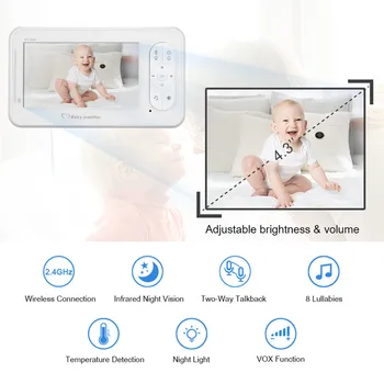 4.3 colių Belaidžio Video Baby Monitor 2 Būdas Kalbėti Didelis Spalvų Rezoliucija Kūdikių Auklė Saugumo Kameros VOX Režimu Temperatūros Stebėjimas